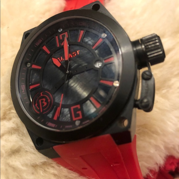 Men’s BALLAST Red Silicone Band Men’s Watch - Picture 3 of 5
